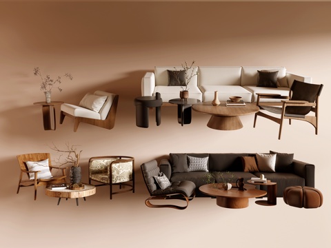 沙发茶几su模型