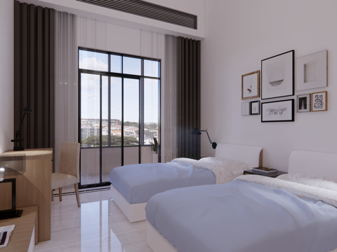 现代风格酒店民宿 现代宿舍su模型