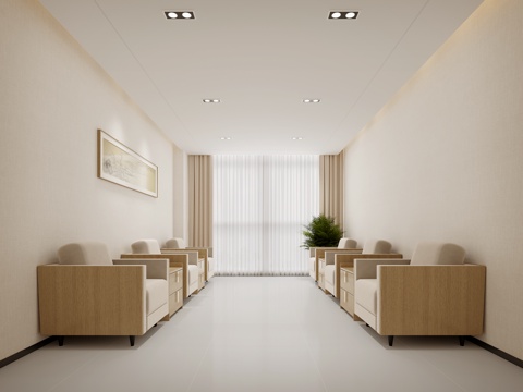  新中式接待室3d模型 