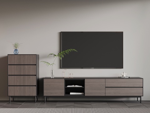 现代意式电视柜 包豪斯电视柜 边柜 斗柜su模型