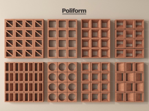 现代水泥砖 水泥砖隔断 镂空预制砖 镂空花砖su模型