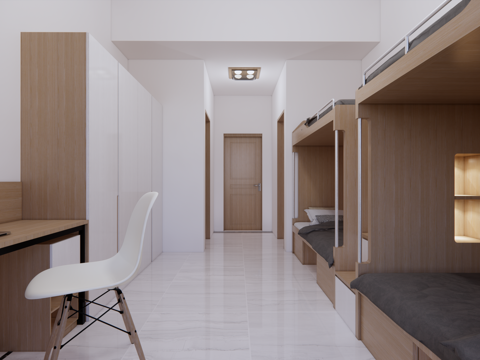 现代风格宿舍  学生宿舍  工厂宿舍su模型