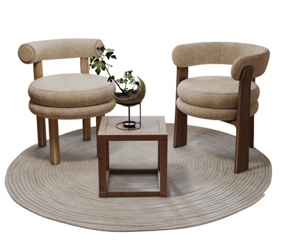 现代休闲椅  椅子组合  单椅餐椅布椅su模型