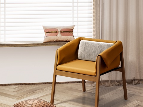 现代单椅 木椅 餐椅 休闲椅 布椅su模型