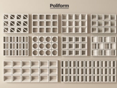 现代水泥砖 水泥砖隔断 镂空预制砖 镂空花砖su模型