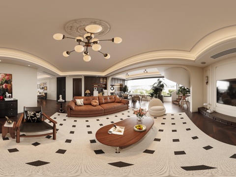  法式复古全景客餐厅 