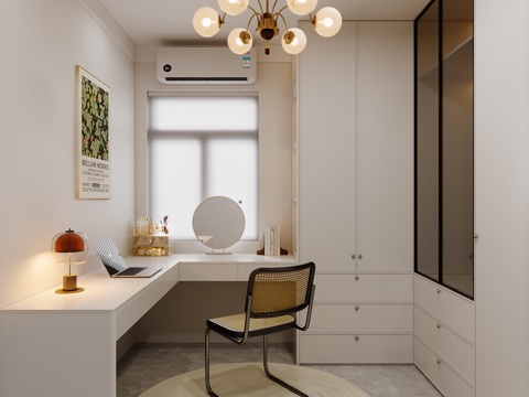 现代衣帽间兼书房su模型