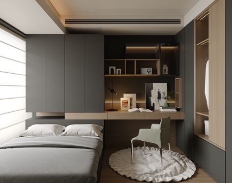 现代榻榻米卧室su模型