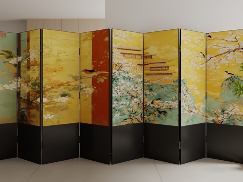  新中式屏风3d模型 