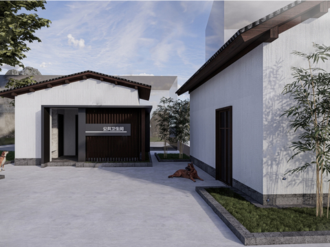 现代公厕 公共卫生间建筑su模型