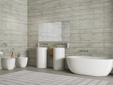 现代卫浴用品 浴缸 座便器 水笼头 洗手台su模型