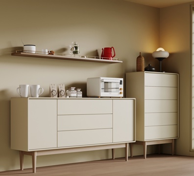 现代中古风餐边柜 边柜su模型