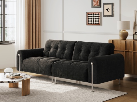  复古双人位沙发 布艺沙发 法式双人位沙发3d模型 