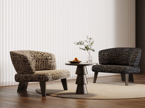  现代中古风休闲椅 布艺沙发椅3d模型 