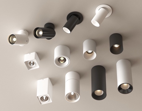 现代筒灯射灯 明装射灯筒灯 转向式射灯su模型