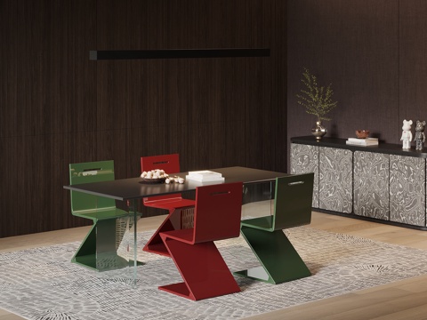  现代意式餐桌椅3d模型 