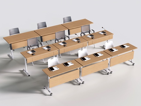 现代办公桌椅 培训桌椅 书桌椅 会议桌 课桌椅su模型