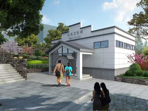 现代公厕 公共卫生间建筑su模型