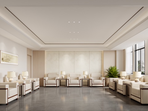  新中式接待室3d模型 