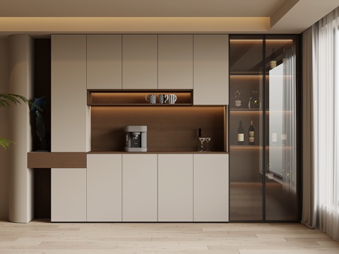  现代简约酒柜 餐边柜3d模型 