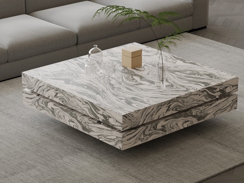  现代意式茶几 方形茶几3d模型 