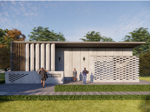 现代公厕 公共卫生间建筑su模型