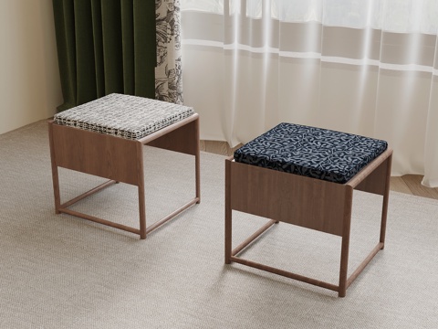 现代中古风换鞋凳 沙发凳su模型