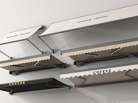 现代遮阳棚 伸缩遮雨棚 雨棚su模型