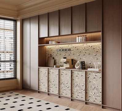 中古风餐边柜 橱柜su模型