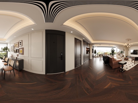  法式复古全景客餐厅 