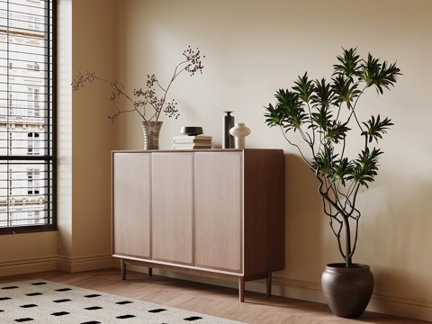 中古风玄关柜 边柜su模型