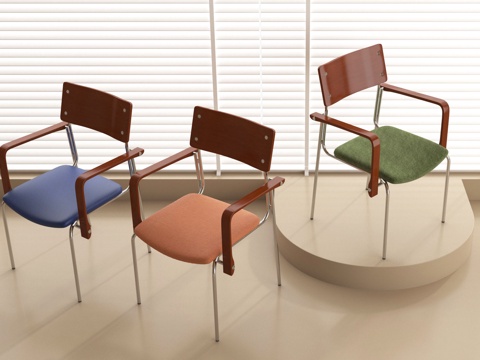 中古风餐椅  单椅 休闲椅su模型