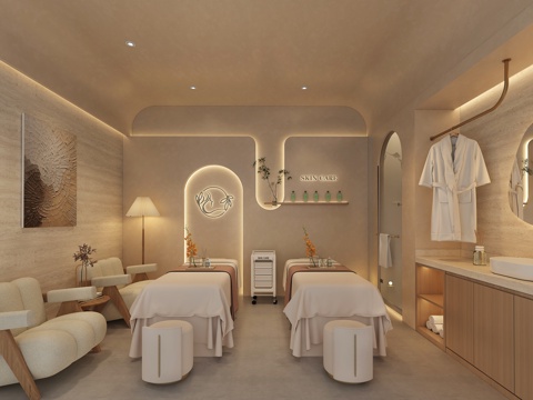  美容院包间    美容SPA包间  美容双人间  美容院设计3d模型 