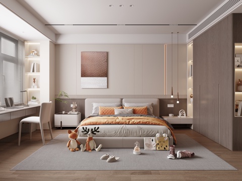  现代意式儿童房 男孩房3d模型 