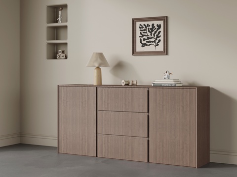 现代中古玄关柜 边柜su模型