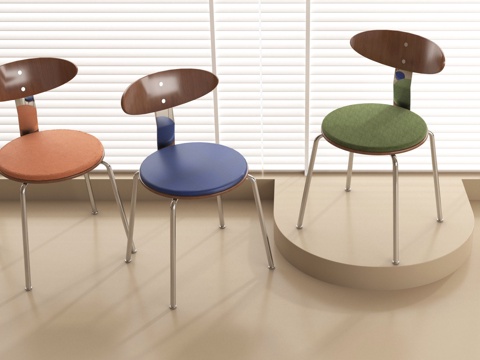 中古风餐椅  单椅 休闲椅su模型