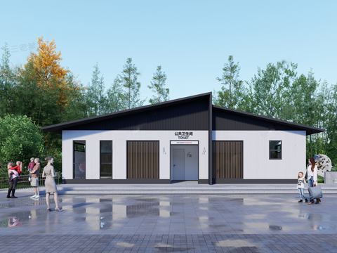 新中式公共卫生间 厕所su模型