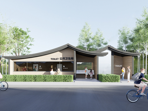 现代户外公共厕所 公厕建筑su模型