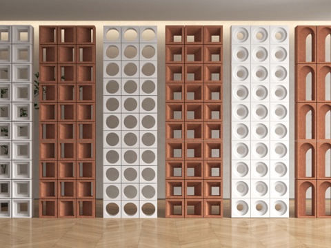 现代水泥砖 水泥砖隔断 镂空预制砖 镂空花砖su模型