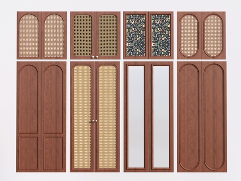 侘寂衣柜门 门板 家具门 中古藤编们 编制门su模型