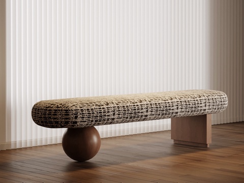  现代中古风换鞋凳 床尾凳 沙发凳3d模型 