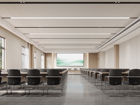  现代会议室 报告厅3d模型 