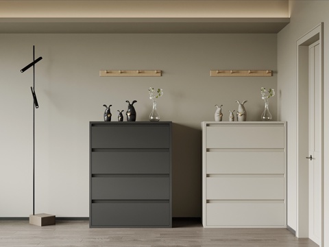 现代极简鞋柜 入户玄关柜su模型