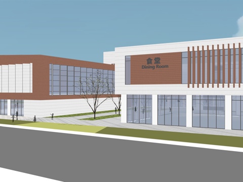 现代风格学校su模型