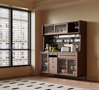 中古风餐边柜 备餐柜su模型