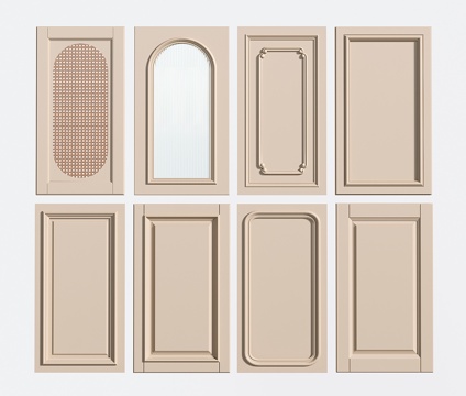 法式衣柜门 门板 家具门 藤编门 玻璃柜门su模型