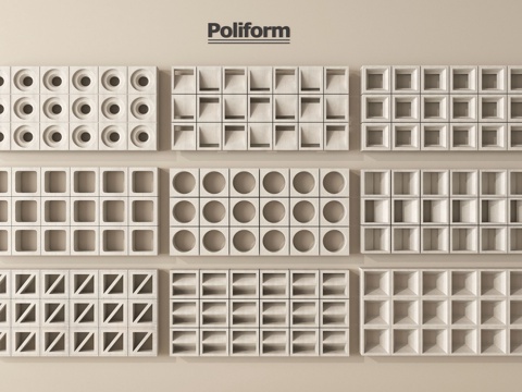 现代水泥砖 水泥砖隔断 镂空预制砖 镂空花砖su模型