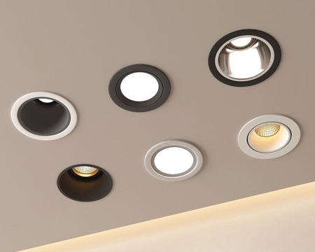 现代筒灯射灯 内嵌筒灯射灯  牛角灯su模型