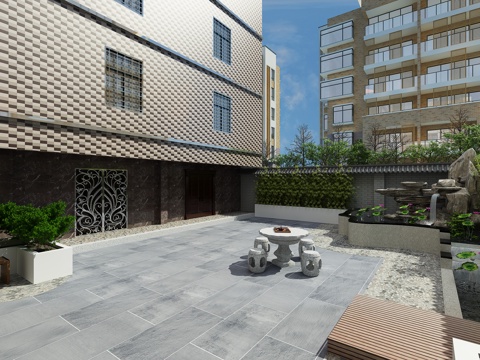  中式户外中式花园3d模型 