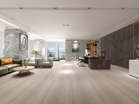  现代总裁室总经理办公室3d模型 